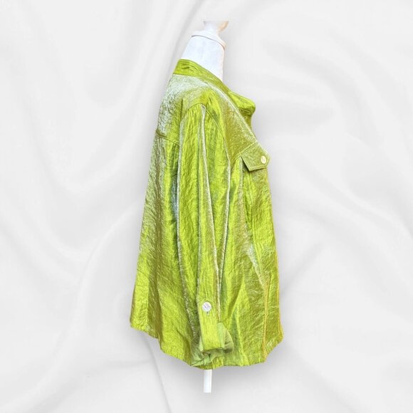 Linear Chartreuse Green Sheer Jacket - Sz 1X Careerwear, Business Casual, Plus - Picture 4 of 10